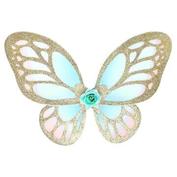 DJDLPARTY Girls Fairy Costume Set with Butterfly Wings Tutu Wand and Halo Headband