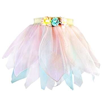 DJDLPARTY Girls Fairy Costume Set with Butterfly Wings Tutu Wand and Halo Headband
