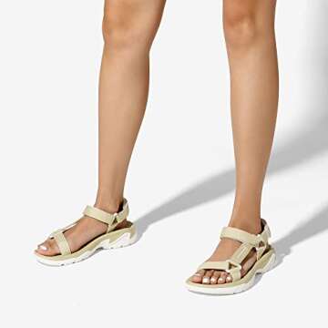 DREAM PAIRS White Sandals Women, Comfortable Walking Sandals With Arch Support, Athletic Hiking Sandals Outdoor, Soft Waterproof Sandals For Beach Poolside Travel, Beige, Size 6, Sdsa2321W