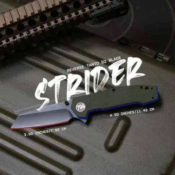 704 Gear Strider EDC Folding Pocket Knife | 3" Reverse Tanto Blade, G10 Handle, Ambidextrous Thumb S...