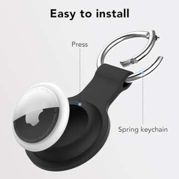 AirTag Holder AirTag Case Keychain Air Tag Holder, Silicone AirTags Key Ring Cases Tags Chain Apple GPS Item iTag Finders Accessories 4 Pack