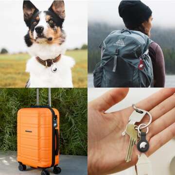 AirTag Holder AirTag Case Keychain Air Tag Holder, Silicone AirTags Key Ring Cases Tags Chain Apple GPS Item iTag Finders Accessories 4 Pack