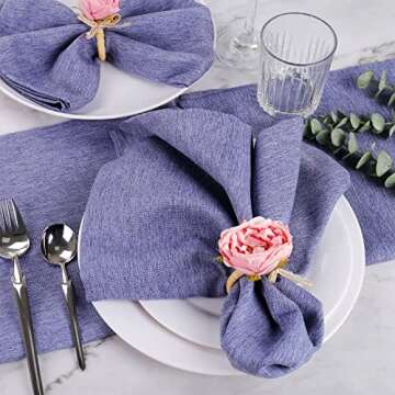 Handcraft Flower Napkin Rings Set of 6,Pink Peony Flower Handmade Napkin Holder Rings Table Decorations for Summer,Wedding,Luncheons,Picnics,Banquet, Birthday,Christmas,Valentine's, Thanksgiving