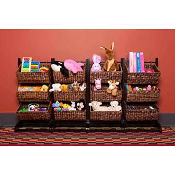 BIRDROCK HOME 3-Tier Abaca Storage Organizer Shelf with Solid Wood Frame - Durable Handwoven Abaca F...