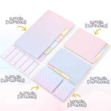 Hommie Sticky Notes Set 410 Pack Colorful Tabs and Index