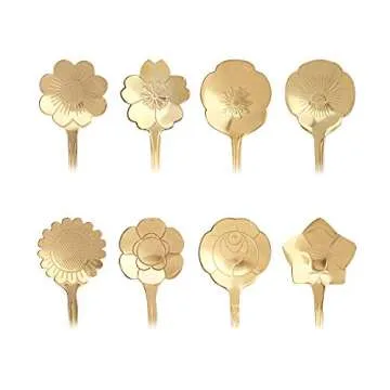 Snamonkia Set of 16 Stainless Steel Dessert Spoons for Coffee, Ice Cream and Tea, Flower Sugar Spoons 4.9 Inches for Demitasse Espresso (Gold)