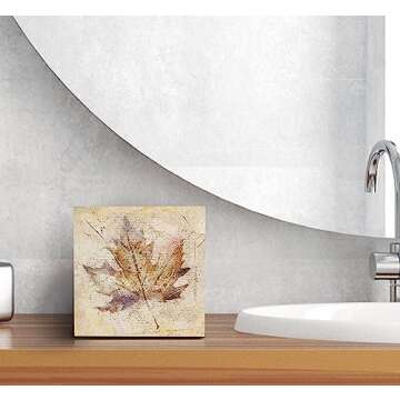 SRADMO Retro Fall Maple Leaf Watercolor Drawing Wood Box Sign Desk Decor,Rustic Autumn Seasonal Thanksgiving Wooden Block Box Sign Decoration For Home Farmhouse Indoor Outdoor Wall Shelf Table Decor