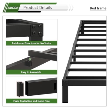 Sturdy EMODA Queen Bed Frame with Heavy Duty Design