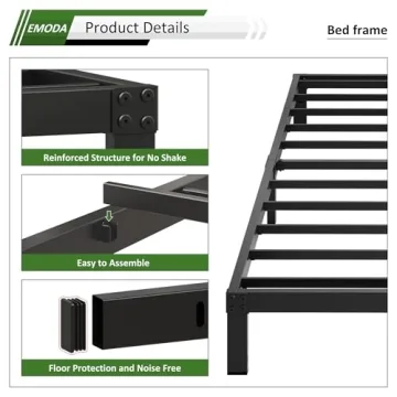 Sturdy EMODA Queen Bed Frame with Heavy Duty Design