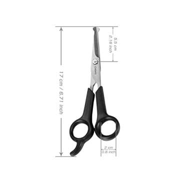 Chibuy Professional Pet Grooming Scissors with Round Tip Stainless Steel Dog Eye Cutter for Dogs and Cats, Professional Grooming Tool, Size 6.70" x 2.6" x 0.43" 1. Grey