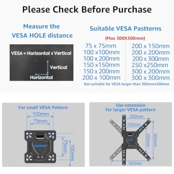 MOUNTUP Full Motion TV Wall Mount Swivel Tilt 26-50 Inch