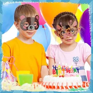 Charniol 48 Pcs Animal Masks for Kids Safari Paper Animal Face Mask Party Favor Jungle Woodland Bulk Birthday Party Toys Zoo Safari Theme Cosplay Dress up Halloween Supplies, 24 Different Designs