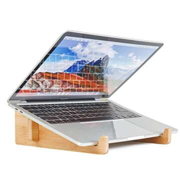 MTWhirldy Bamboo Laptop Stand - Elevate & Enhance Your Workspace