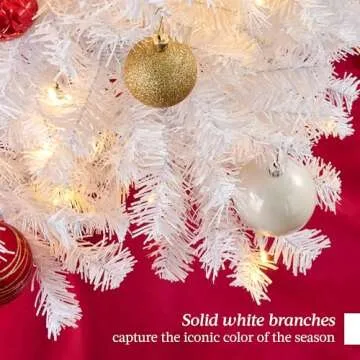 Best Choice Products White Christmas Tree 4.5ft Pre-Lit Artificial Pine Tree Premium Holiday Decoration w/Warm White Lights, Stand, Easy Assembly