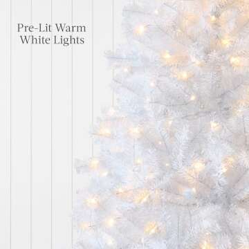 Best Choice Products White Christmas Tree 4.5ft Pre-Lit Artificial Pine Tree Premium Holiday Decoration w/Warm White Lights, Stand, Easy Assembly