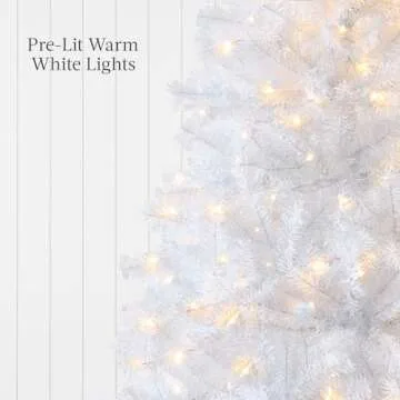 Best Choice Products White Christmas Tree 4.5ft Pre-Lit Artificial Pine Tree Premium Holiday Decoration w/Warm White Lights, Stand, Easy Assembly