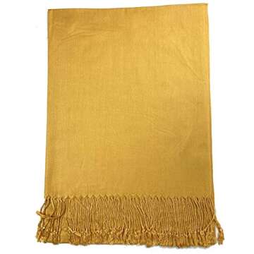 Plum Feathers Premium Solid Color & Metallic Fashion Scarf - Women's Pashmina Shawl Wrap with Fringe...