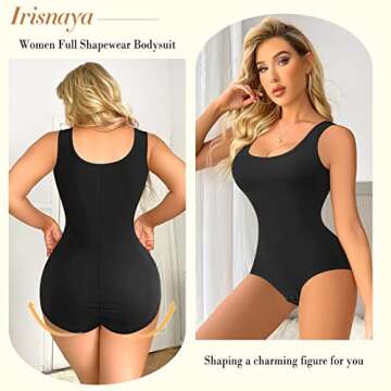 Irisnaya Shapewear Bodysuit Scoop Neck Tank Tops for Women Tummy Control Waist Trainer Vest Full Bod...