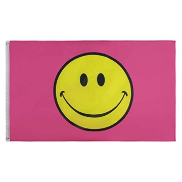 PringCor 3x5FT Pink Happy Face Flag - Perfect Dorm & Bedroom Decor