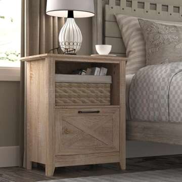 PrimeZone 30" H Farmhouse Tall Nightstand for King & Queen Bed - Large Wood Bedside Table with Stora...