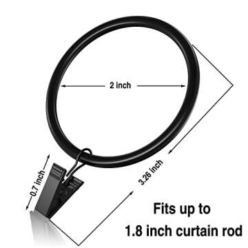 Lansian 20Pack Curtain Rings with Clips, Drapery Clips for Curtain, Drapery Rings with Clips for Han...