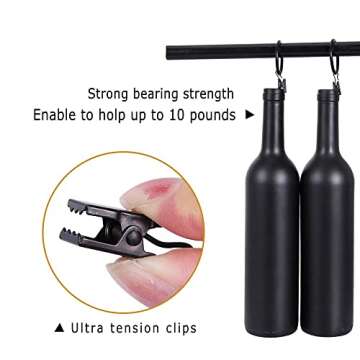 Lansian 20Pack Curtain Rings with Clips, Drapery Clips for Curtain, Drapery Rings with Clips for Hanging Drapery Drapes Bows, 2 inch Interior Diameter, Fits up to 1.8in Curtain Rod, Vintage Black