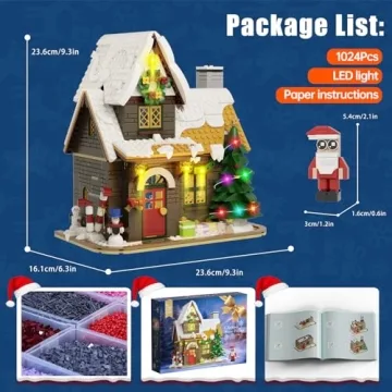 Christmas Winter Snow House Building Set with LED Lights