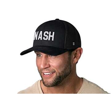 HAKA NASH Trucker Hat, Mesh Outdoor Hat for Men & Women, Adjustable Tennessee Baseball Cap, Snapback Golf Hat Black