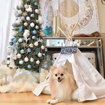 little dove Pet Teepee Dog & Puppy Cat Bed, Portable & Washable Pet Tents, House for Pets Beige Color 24 Inch no Cushion