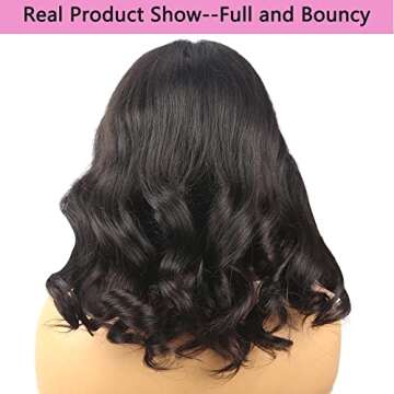 Glueless Wigs Human Hair Short Bob Wig Body Wave HD Lace Front Wigs for Black Women Wear and Go Pre Plucked 4x4 Lace Closure Wigs Brazilian Virgin Hair Natural Black Color 14inch (Full and soft)