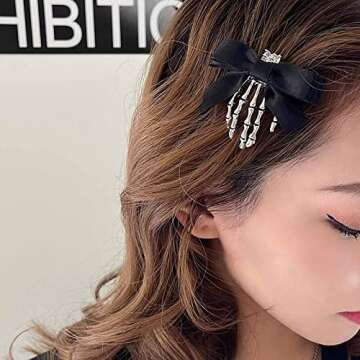 Utavu 2pcs Skeleton Hand Hair Clip - Unique Gothic Halloween Accessories