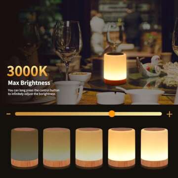 OORUN Touch Bedside Table Lamp,13 RGB Colors & 5 Brightness, USB Rechargeable Desk Lamp, Remote Control Dimmable Night Light with RGB Color Changing,Portable Lamp for Baby, Bedroom, Living Room