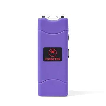 VIPERTEK VTS-881 Micro Stun Gun for Self Defense Rechargeable with LED Flashlight, Purple