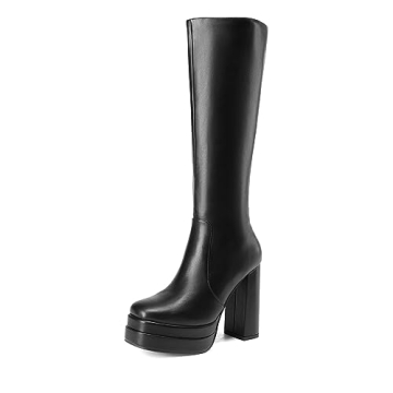DREAM PAIRS Stylish Knee High Platform Heeled Boots
