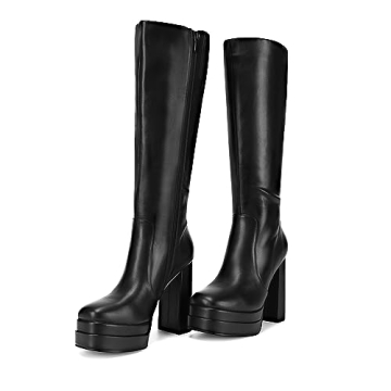 DREAM PAIRS Stylish Knee High Platform Heeled Boots