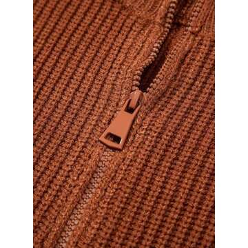 Dokotoo Brown Sweaters for Women Long Sleeve Casual Waffle Knit Tops for Women Fashion 2024 1/4 Zip Pullover Chunky Sweaters Warm Cozy Fall Winter Outfits Clothes Medium