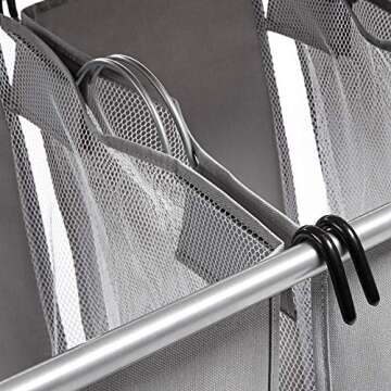 Amazon Basics 3-Bag Rectangular Laundry Sorter with Ironing Board Top, 31.5"L x 16.14"W x 33.07"H, Grey