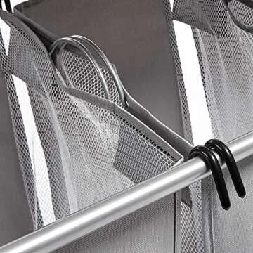 Amazon Basics 3-Bag Rectangular Laundry Sorter with Ironing Board Top, 31.5"L x 16.14"W x 33.07"H, Grey