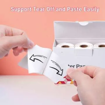 Ponek T02 Thermal Mini Sticker Printer Paper, White Self-Adhesive Paper, Black On White Paper for Journal, Photo, 50mm x 3.5m, 3 Rolls, Keep for 10 Years, Compatible with T02/M02X/M02L/Y02C/Q02