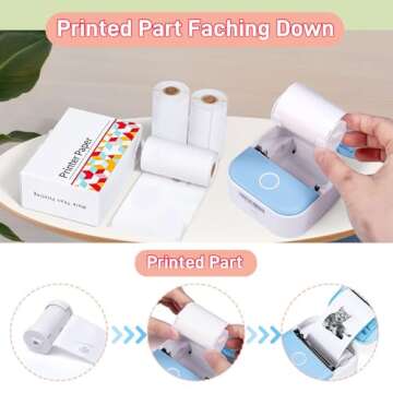 Ponek T02 Thermal Mini Sticker Printer Paper, White Self-Adhesive Paper, Black On White Paper for Journal, Photo, 50mm x 3.5m, 3 Rolls, Keep for 10 Years, Compatible with T02/M02X/M02L/Y02C/Q02