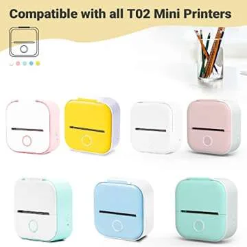 Ponek T02 Thermal Mini Sticker Printer Paper, White Self-Adhesive Paper, Black On White Paper for Journal, Photo, 50mm x 3.5m, 3 Rolls, Keep for 10 Years, Compatible with T02/M02X/M02L/Y02C/Q02