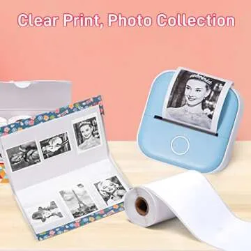 Ponek T02 Thermal Mini Sticker Printer Paper, White Self-Adhesive Paper, Black On White Paper for Journal, Photo, 50mm x 3.5m, 3 Rolls, Keep for 10 Years, Compatible with T02/M02X/M02L/Y02C/Q02