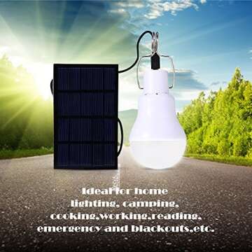 Solar Light Bulb 2 Pack 15W 130LM Solar LED Bulb, Portable Solar Powered Led Bulb Light Outdoor Sola...