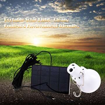Solar Light Bulb 2 Pack 15W 130LM Solar LED Bulb, Portable Solar Powered Led Bulb Light Outdoor Solar Energy Lamp Lighting for Camping Tent Hiking Fishing