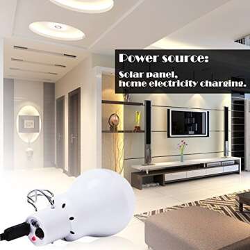 Solar Light Bulb 2 Pack 15W 130LM Solar LED Bulb, Portable Solar Powered Led Bulb Light Outdoor Solar Energy Lamp Lighting for Camping Tent Hiking Fishing