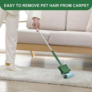 Fedicelly Large Lint Rollers Pet Hair Extra Sticky Floor, Cat Dog Hair Remover Laundry Clothes Carpet Furniture,6.3 inches Wider with 320 Sheets Giant Lint Remover Brush for Couch with Long Handle