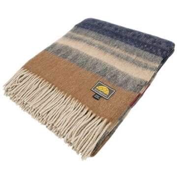 Authentic Alpaca Throw Blanket - Coziness Guaranteed by Alpaca’s Best Natural Thermal Management [Never Too Warm or Too Cold ] - Premium Quality [ Southwest Design ] - Blue Combo