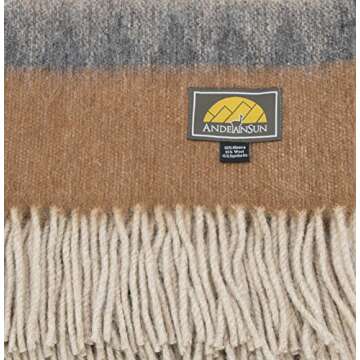 Authentic Alpaca Throw Blanket - Coziness Guaranteed by Alpaca’s Best Natural Thermal Management [Never Too Warm or Too Cold ] - Premium Quality [ Southwest Design ] - Blue Combo