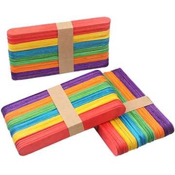 500 Pack 6 Inch Colored Craft Sticks Wooden Popsicle Sticks, CBTONE Bright Vibrant Colored Jumbo Wood Sticks Mixed Colors for DIY Craft Creative Designs or Children Education