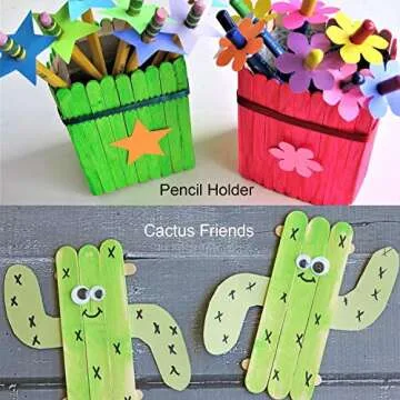 500 Pack 6 Inch Colored Craft Sticks Wooden Popsicle Sticks, CBTONE Bright Vibrant Colored Jumbo Wood Sticks Mixed Colors for DIY Craft Creative Designs or Children Education